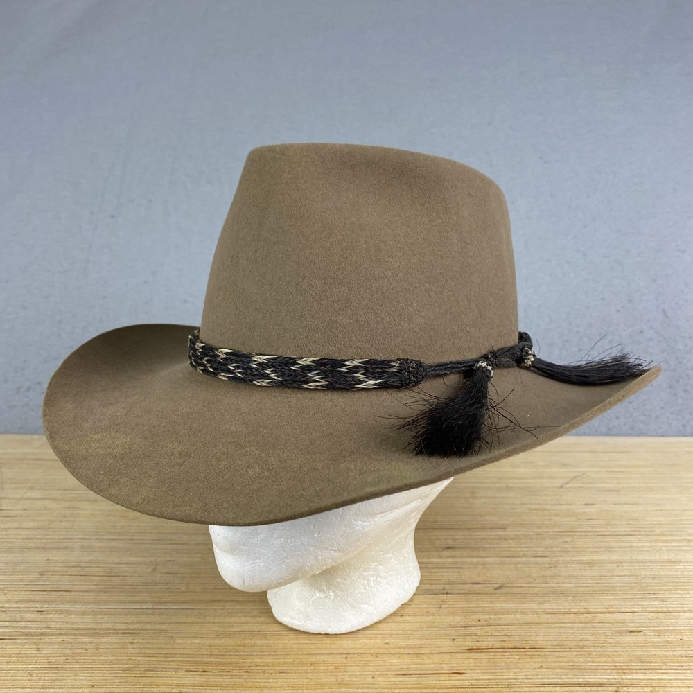 Akubra Snowy River hat 56 Pure Fur Felt Made In Australia Horse hair braided